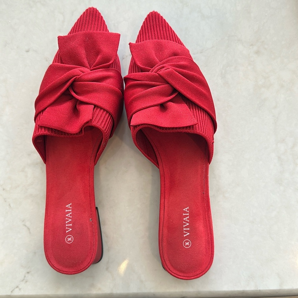 Red flat mules